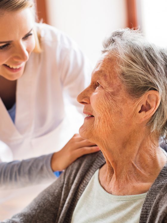 caring for elderly person