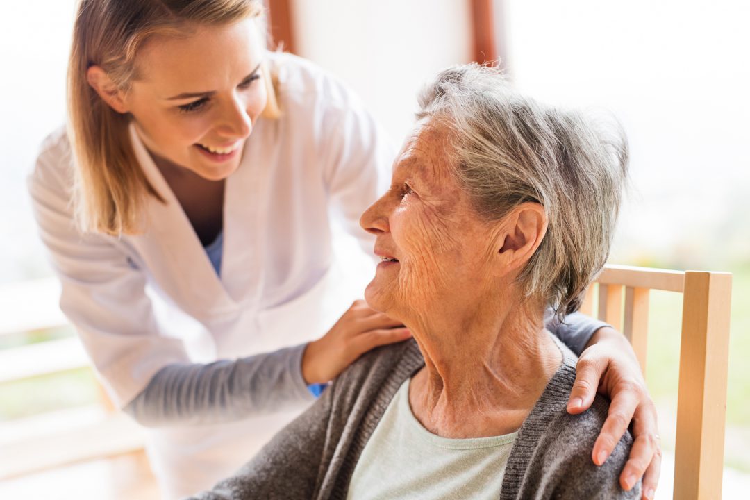 caring for elderly person